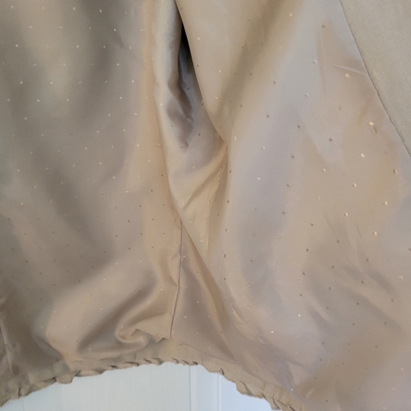 Peck & Peck Tan Linen Blazer One Button Closure Lined Ruffle Detail Size XL - Picture 5 of 12